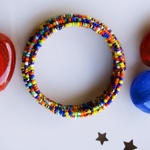 Multicoloured African spiral coil round Bangle