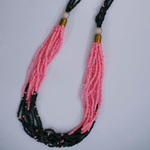 Pink and black Multistrand Maasai Necklace