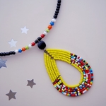 Yellow and black Maasai Beaded Necklace