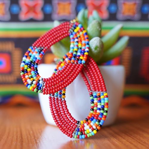 Beautiful Maasai beaded hoop earrings
