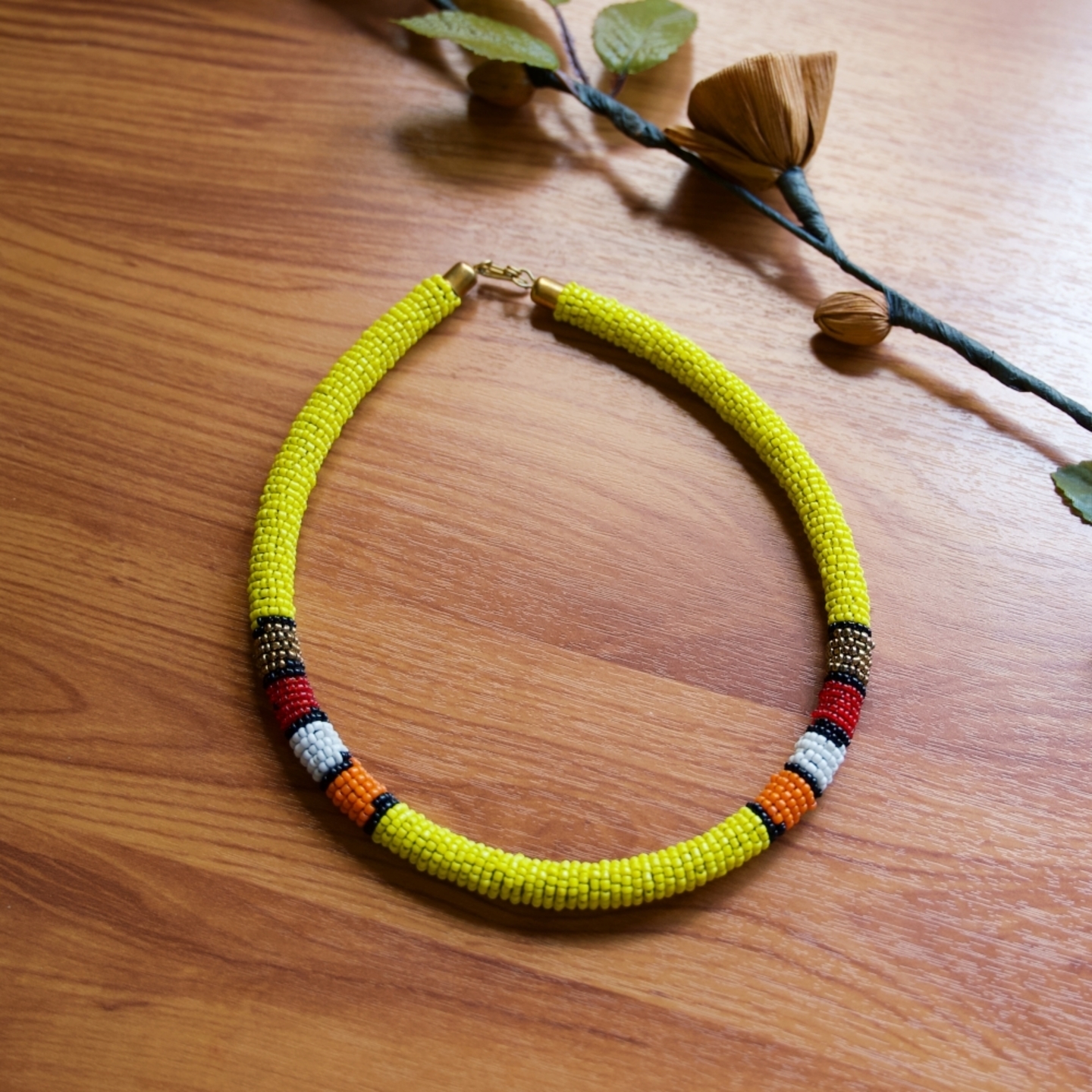 Yellow  Beaded Necklace