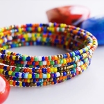 Multicoloured African spiral coil around bracelets mixed Bangle