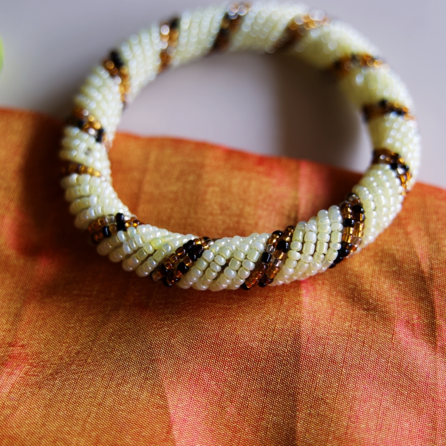 White and multicoloured Maasai Beaded  Bangle