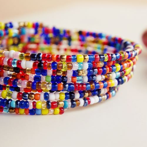 African mixed color spiral coil bangle
