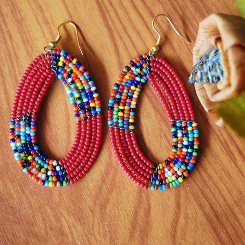 Beautiful Maasai beaded hoop earrings