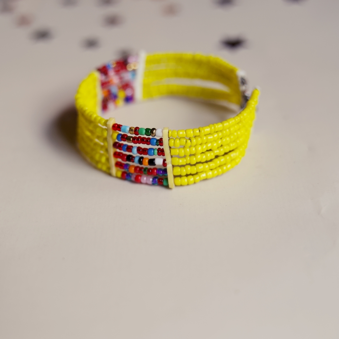 Yellow and Multicoloured beaded bangle