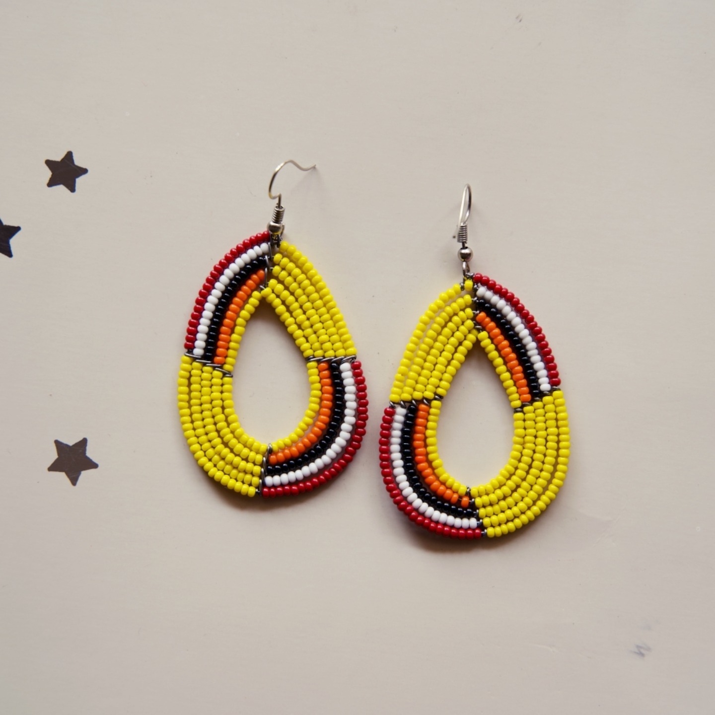 yellow and Multicoloured Maasai Beaded earring