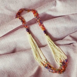 MULTISTRAND MAASAI BEAD NECKLACE, Off WHITE AND MULTICOLOURED