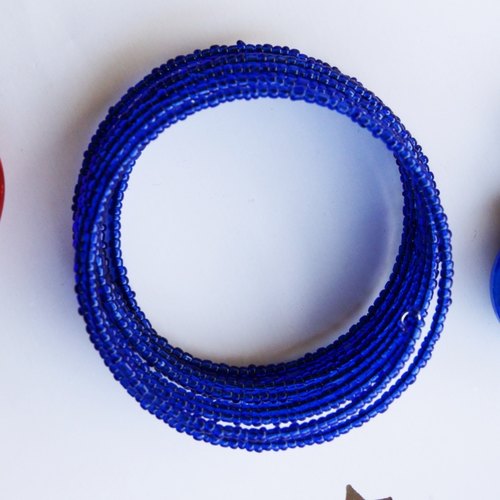 Dark Blue Spiral Maasai beads
