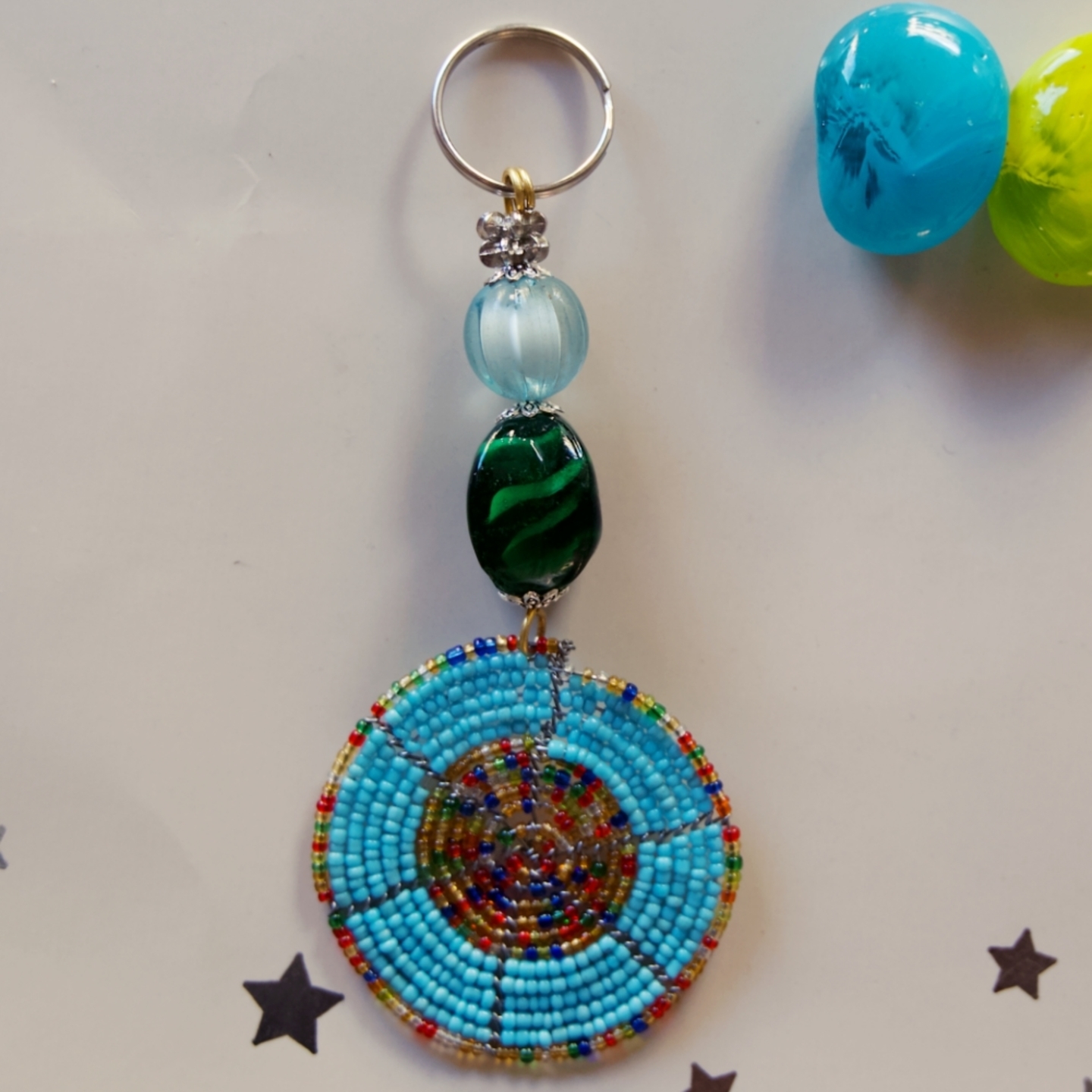 Blue masaai beaded  Keychain