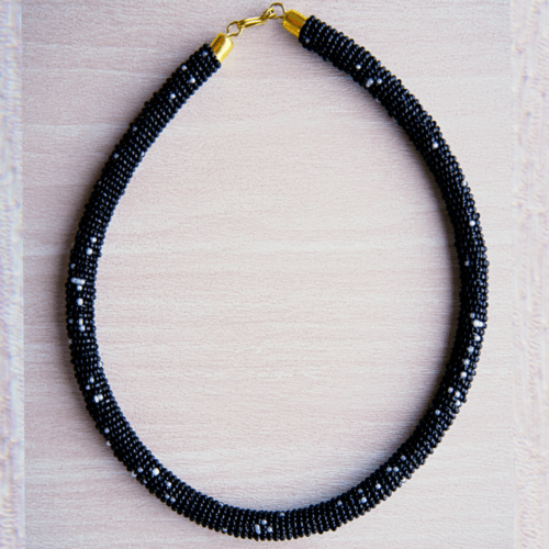 Black Beaded Maasai Necklace