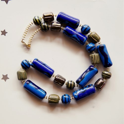 Kazuri Necklace Blue colour