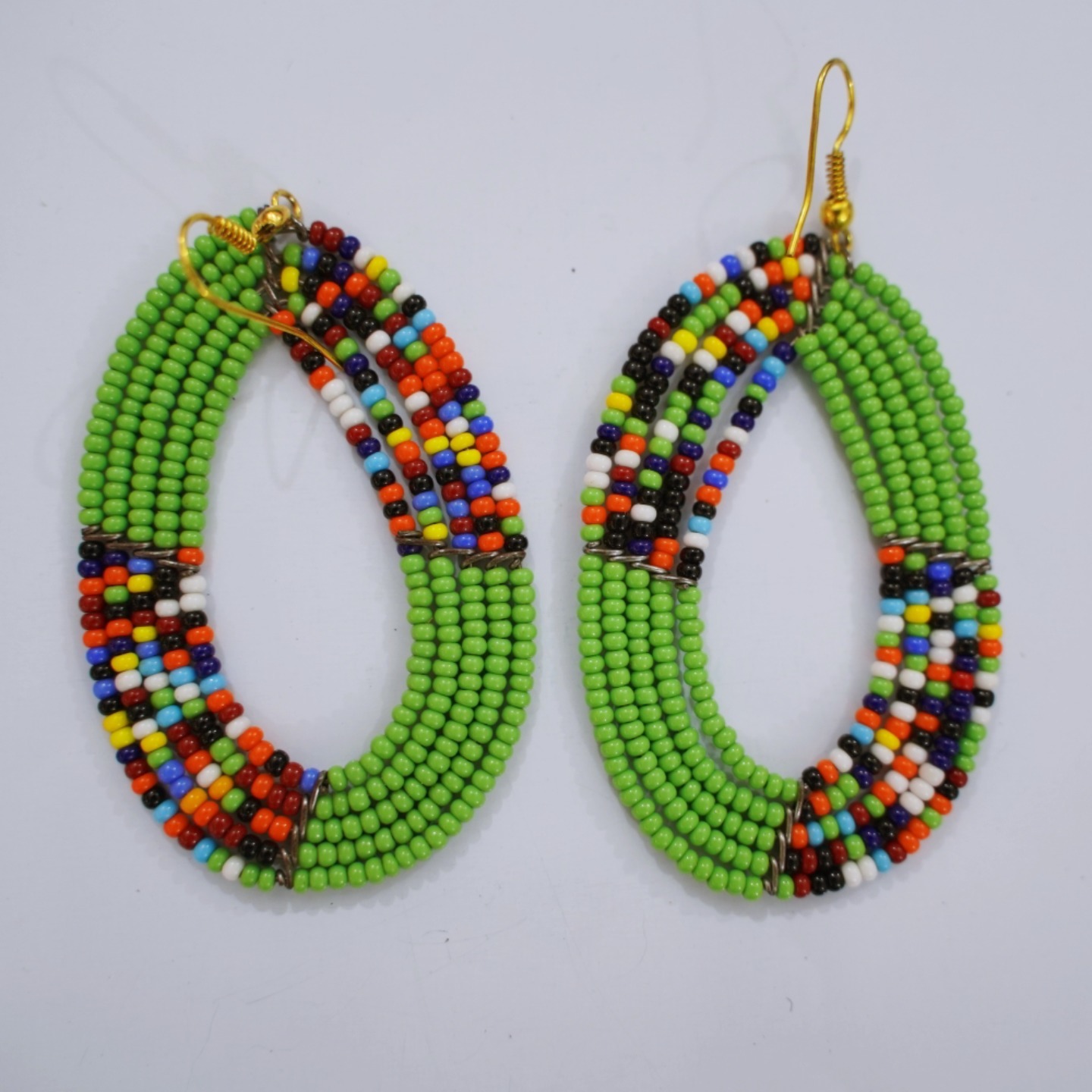 Green And Multicoloured Maasai Earring