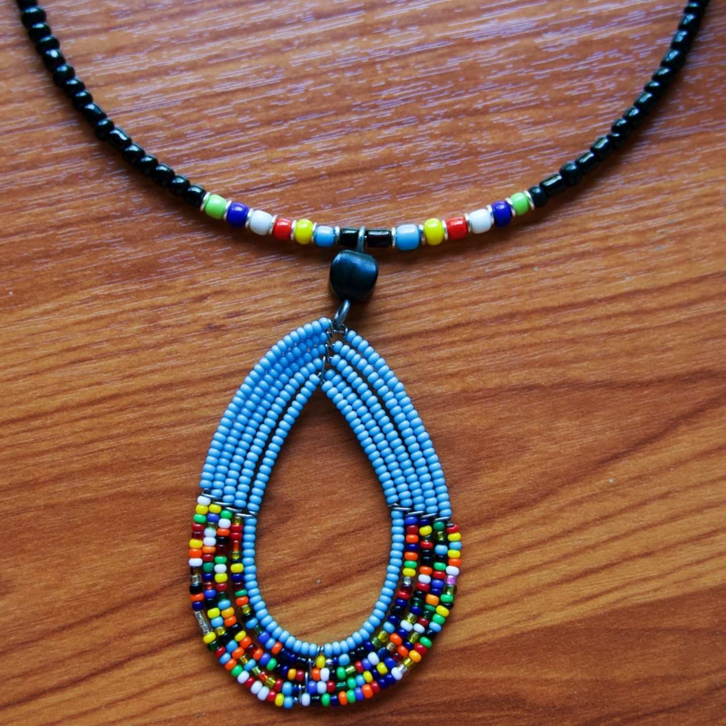 Light Blue Masaai beaded Necklace