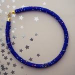 Blue Beaded Maasai Necklace 