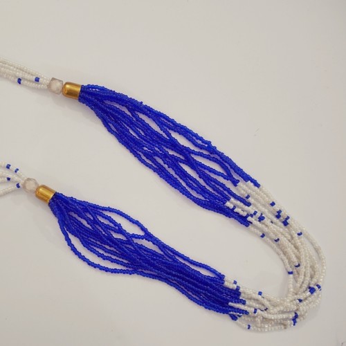 Blue and White Multistrand Masai Necklace