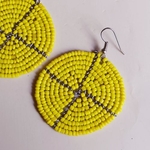 African maasai beaded round earrings yellow