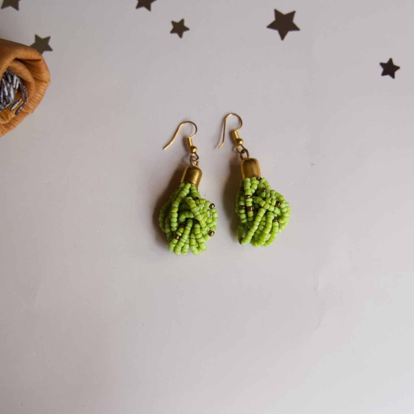 Light green Maasai beaded Earring