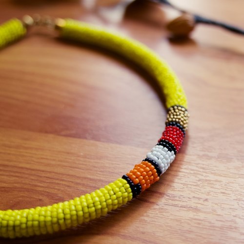 Yellow  Beaded Necklace
