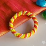 Yellow and orange African Maasai beaded tribal bangle