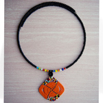 Kenyan Maasai Necklace Orange Pendant 