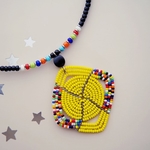 Yellow and Multicoloured Handmade Massai Beaded Necklace