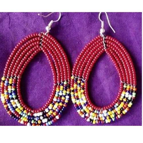 African Ethnic Tribal Masai Earring Red 