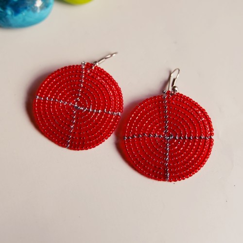 African Red  Round Earring