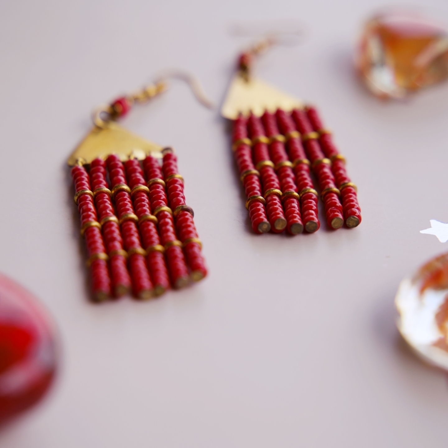 Elegant Red and Golden Colour Maasai Earring