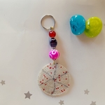 white and Multicoloured beaded keychain 