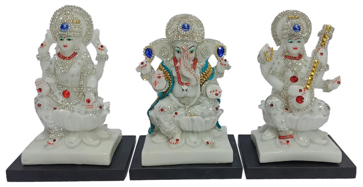 Deesha Planters and Decors Lakshmi Ganesh Saraswati Ji 13.75X4.5X7.5 inch
