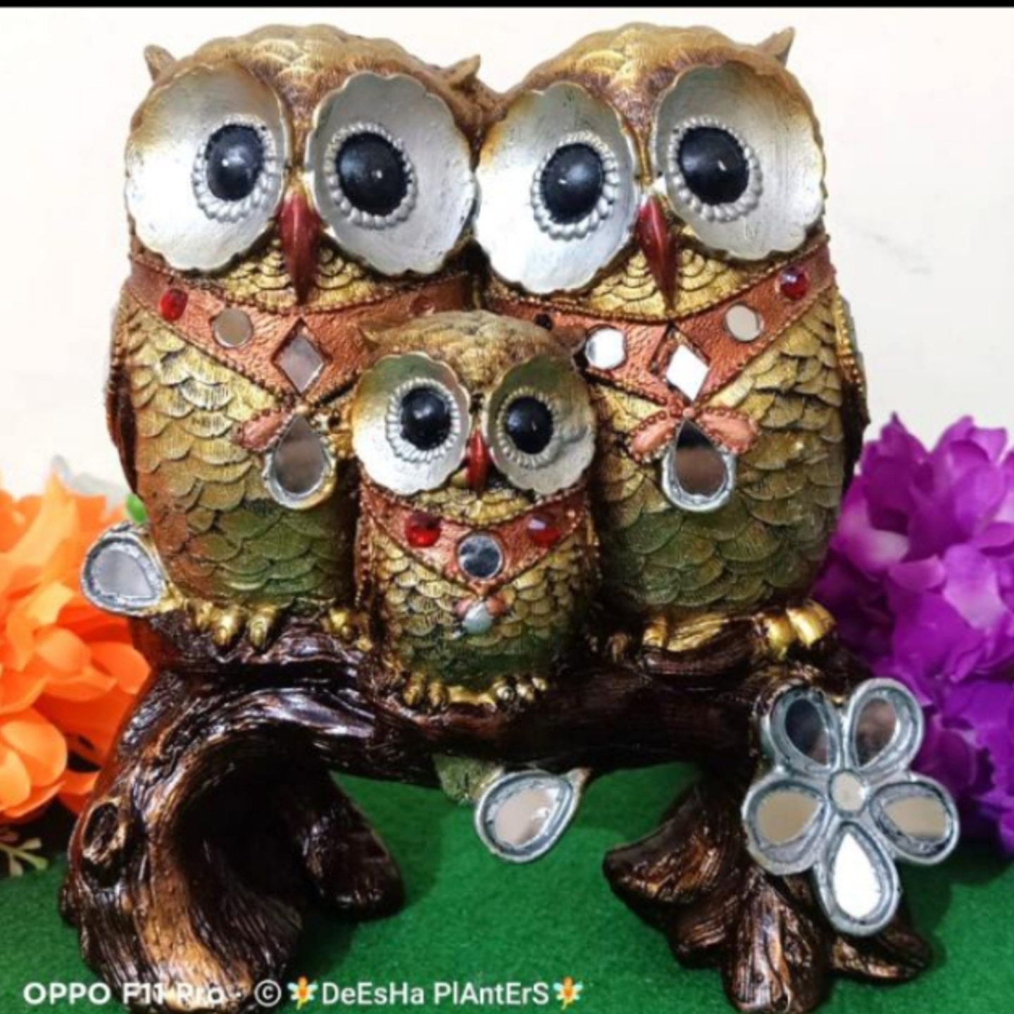 Deesha Planters and Decors Beautiful Lucky Owls Family Statue Showpiece (20X9X20 cm)