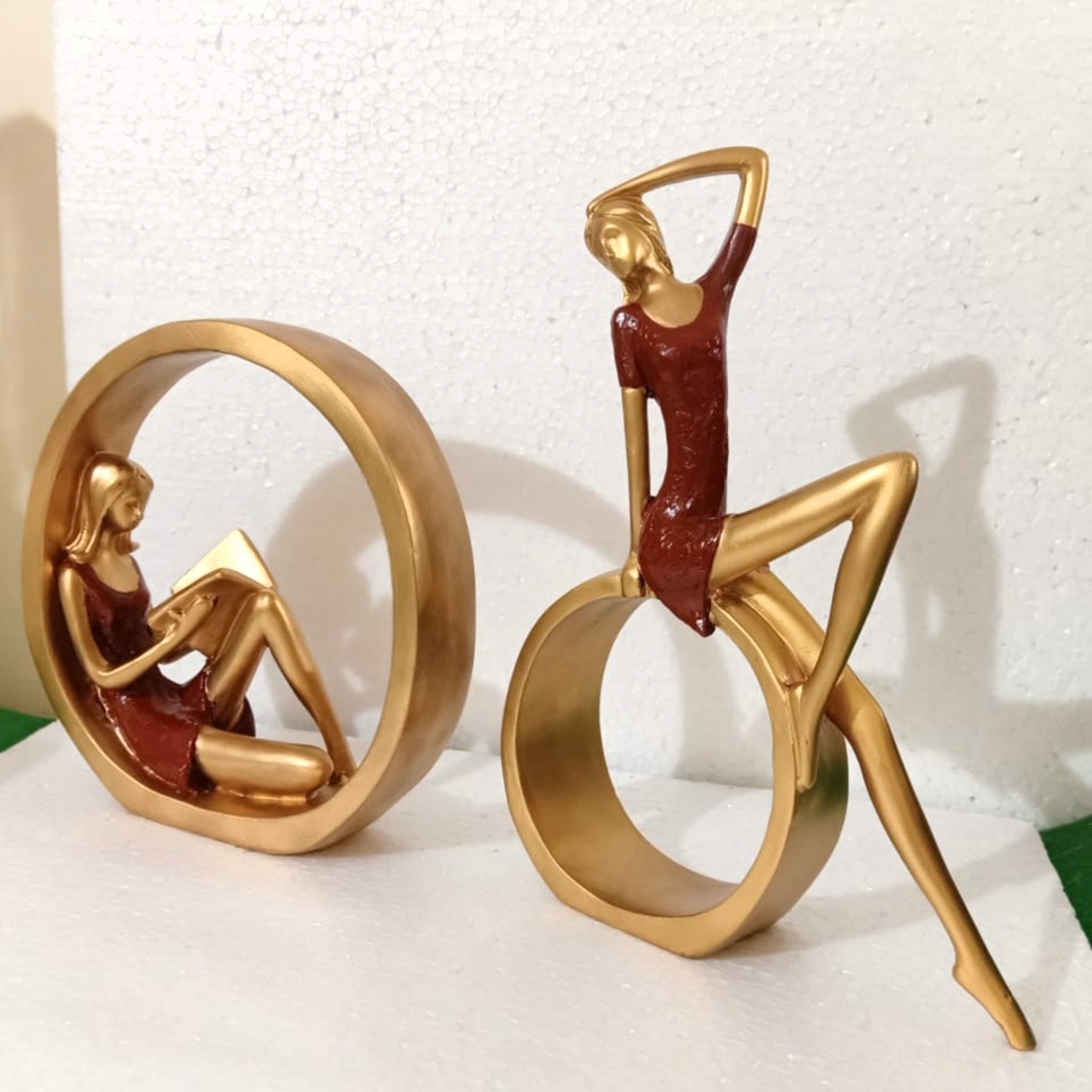 Deesha Planters and Decors Ring Girls Duo showpiece Statue (20X5X29, 21X8X22 cm)