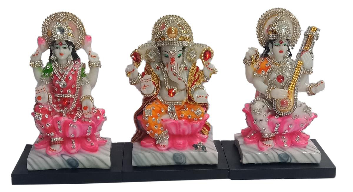 Deesha Planters and Decors Laxmi Ganesh Saraswati Ji13.75X4.5X7.5 inch