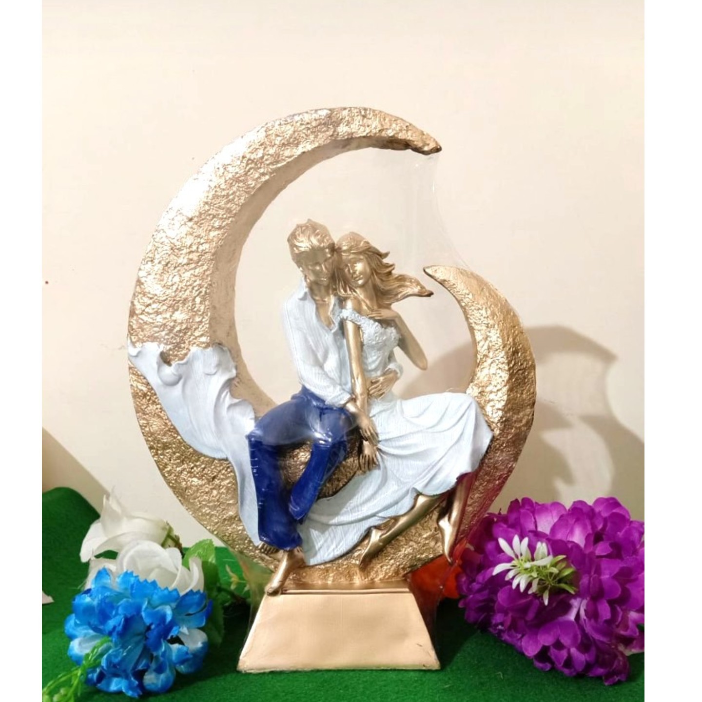 DEESHA PLANTERS AND DECORS CHAND COUPLE STATUE (LXBXH: 12X4X15 INCH)