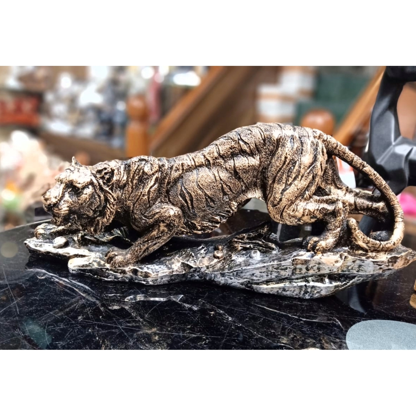 Deesha Planters and Decors Antique Bengal Tiger Statue (37X9X15 cm)