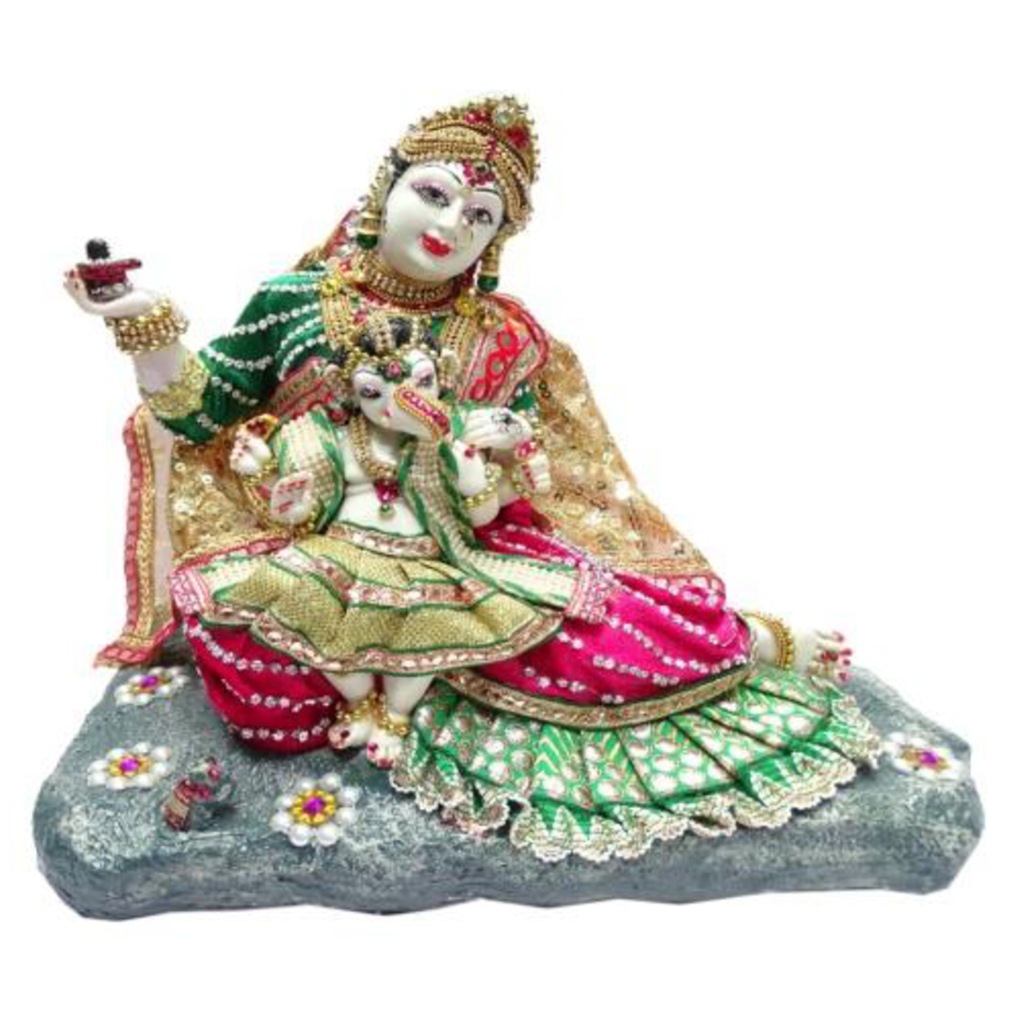 Deesha Planters and Decors Mata Parvati & Ganesha Idol 14.25X8X12