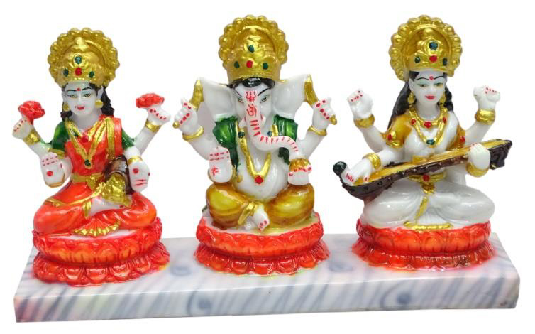 Deesha Planters and Decors Beautiful Lakshmi , Ganesh and Saraswati Idol11.5X3X6.5