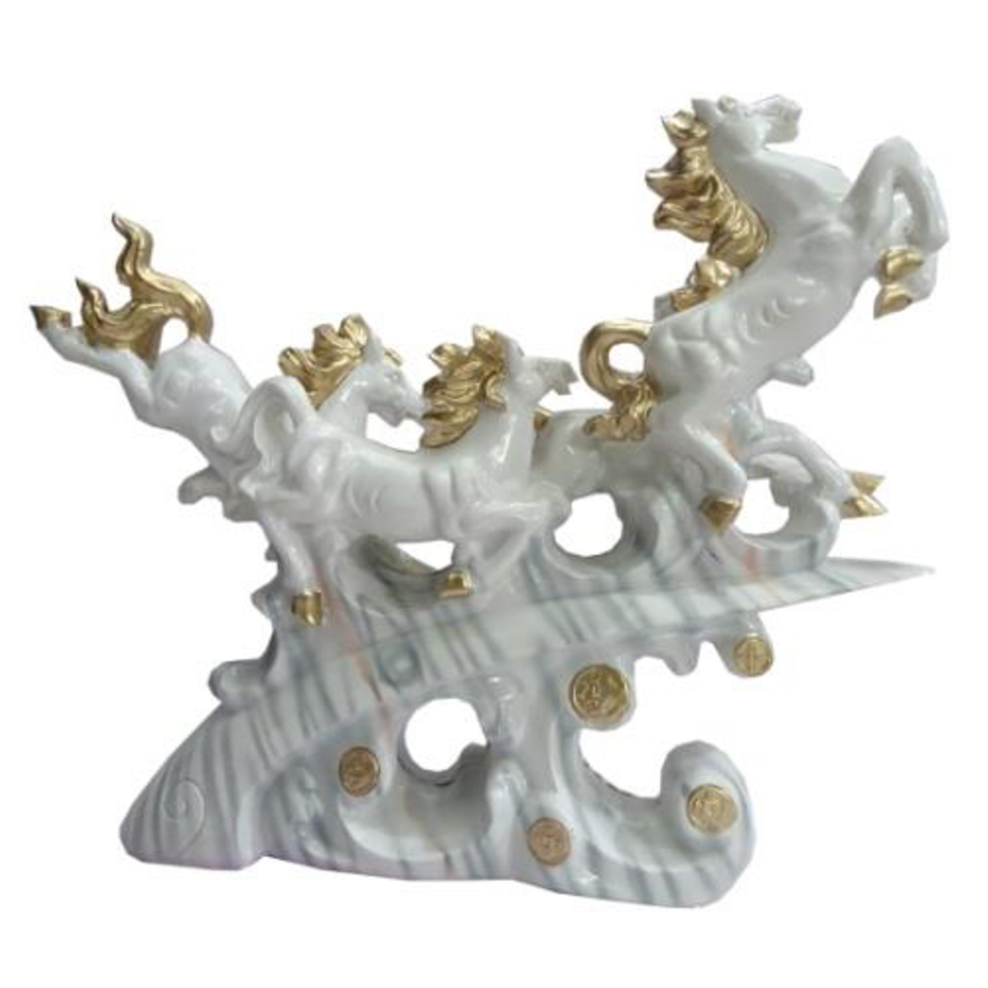 Deesha Planters and Decors 4 White Horse Showpiece16.5X4X14.5