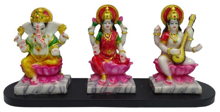 Deesha Planters and Decors Lakshmi Ganesha and Saraswati 18.5X5.5X8