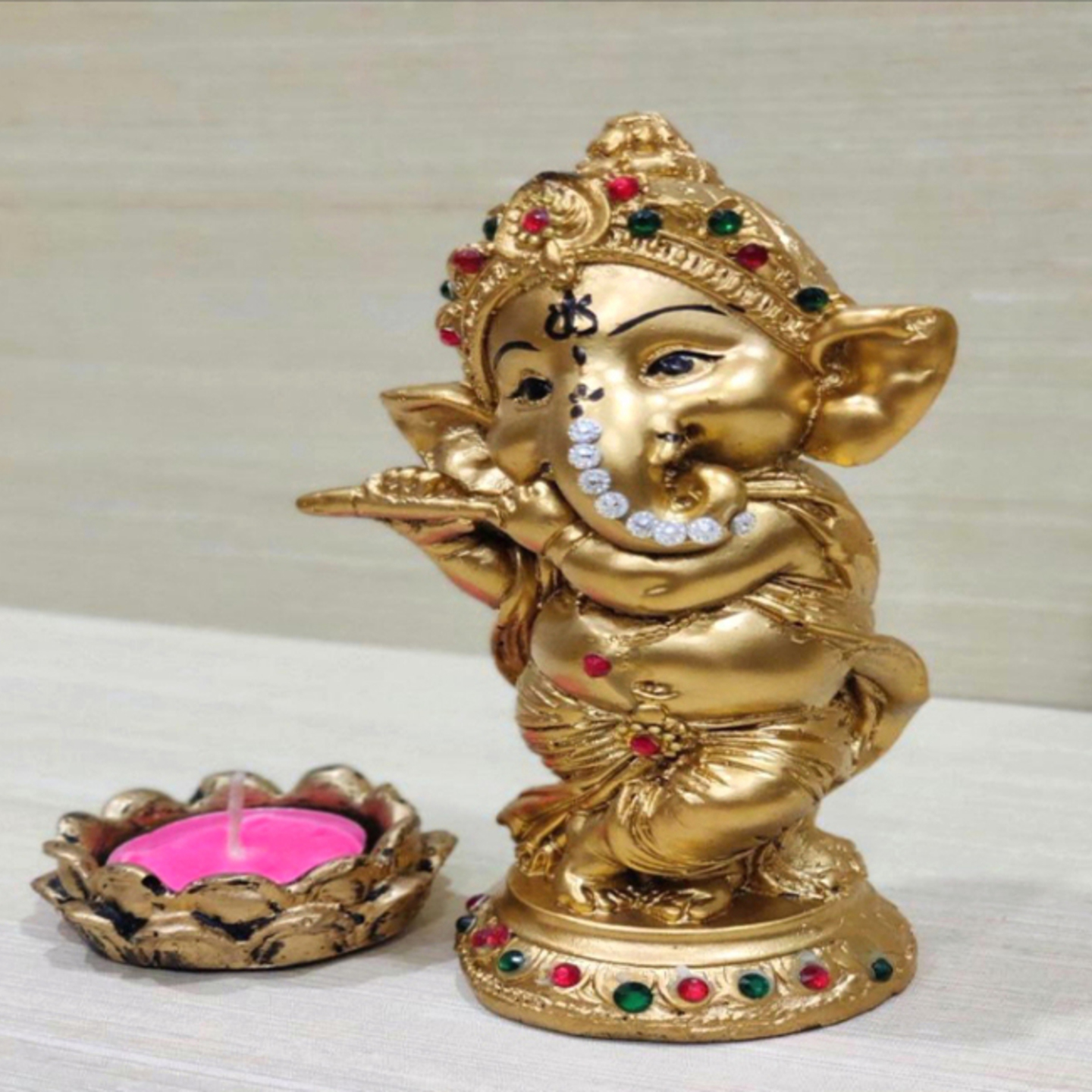 Deesha Planters and Decors Beautiful Decorative Jarkan Candle Ganesha Statue 2 PCS (8X5X14 cm)