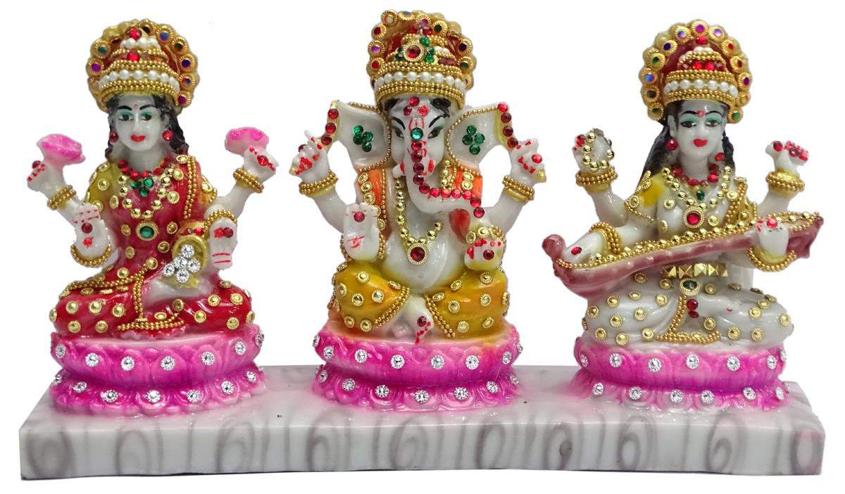 Deesha Planters and Decors Laxmi Ganesh Saraswati Ji 11.5X3X6.5