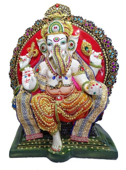 Deesha Planters and Decors Jewellery Decorated Lord Ganesha Idol Ji 09 Product Dimension LXBXH 17.5X9.5X21 Inch