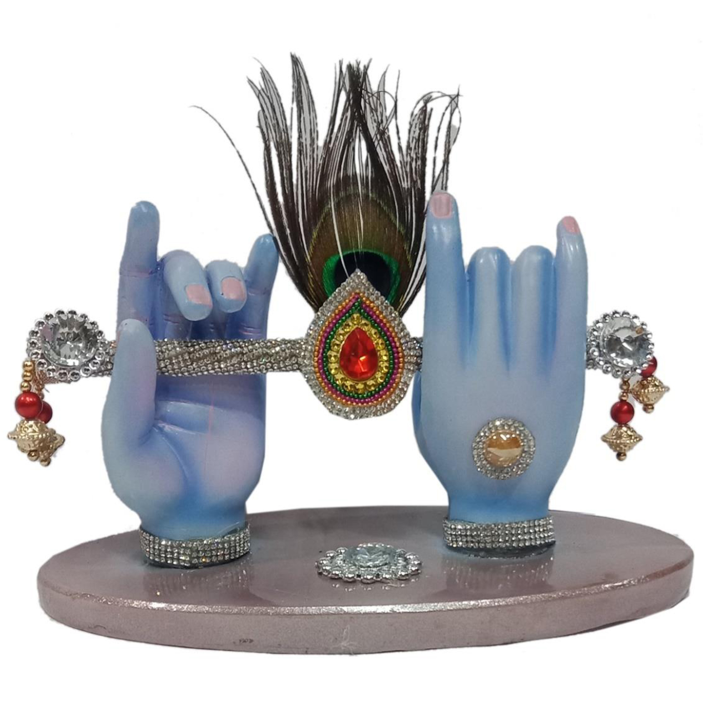 Deesha Planters and Decors Krishna Hand With Flute & Peacock Feather (9.25X5X6 inch)