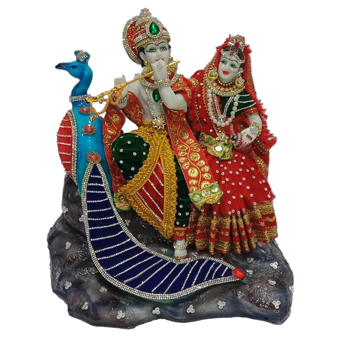 Deesha Planters and Decors Radha Krishna Ji with Peacock (12X7X13.5 inch)