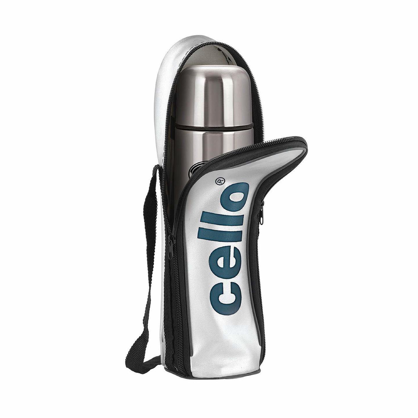Cello Flip Style Stainless Steel Bottle with Thermal Jacket