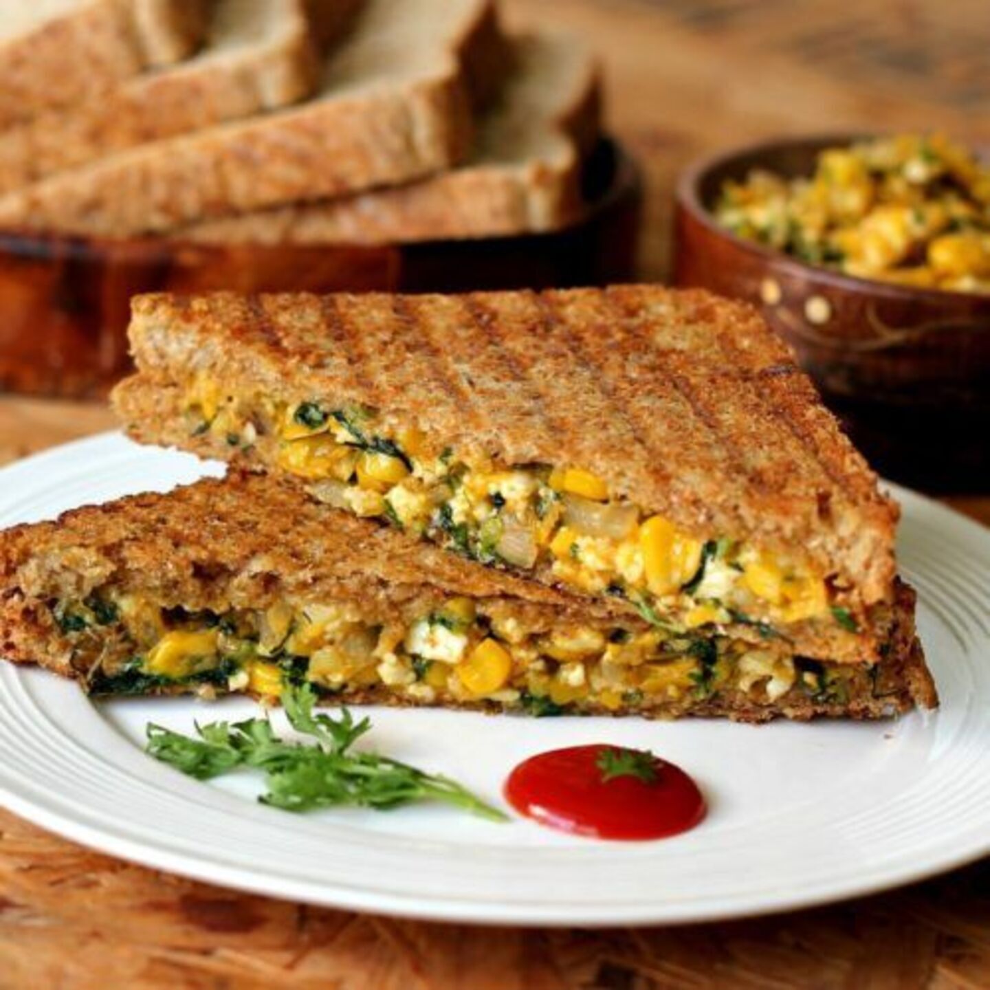 Palak Corn Grilled Sandwich 1 Portion