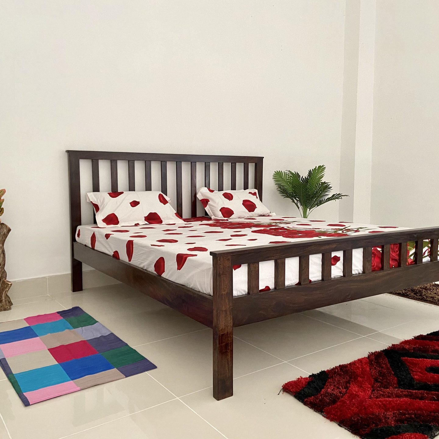 Gunnu Furniture Solid Wood Sheesham King Size Noria Bed Without Storage Palaung for Bedroom & Living Room Natural Finish