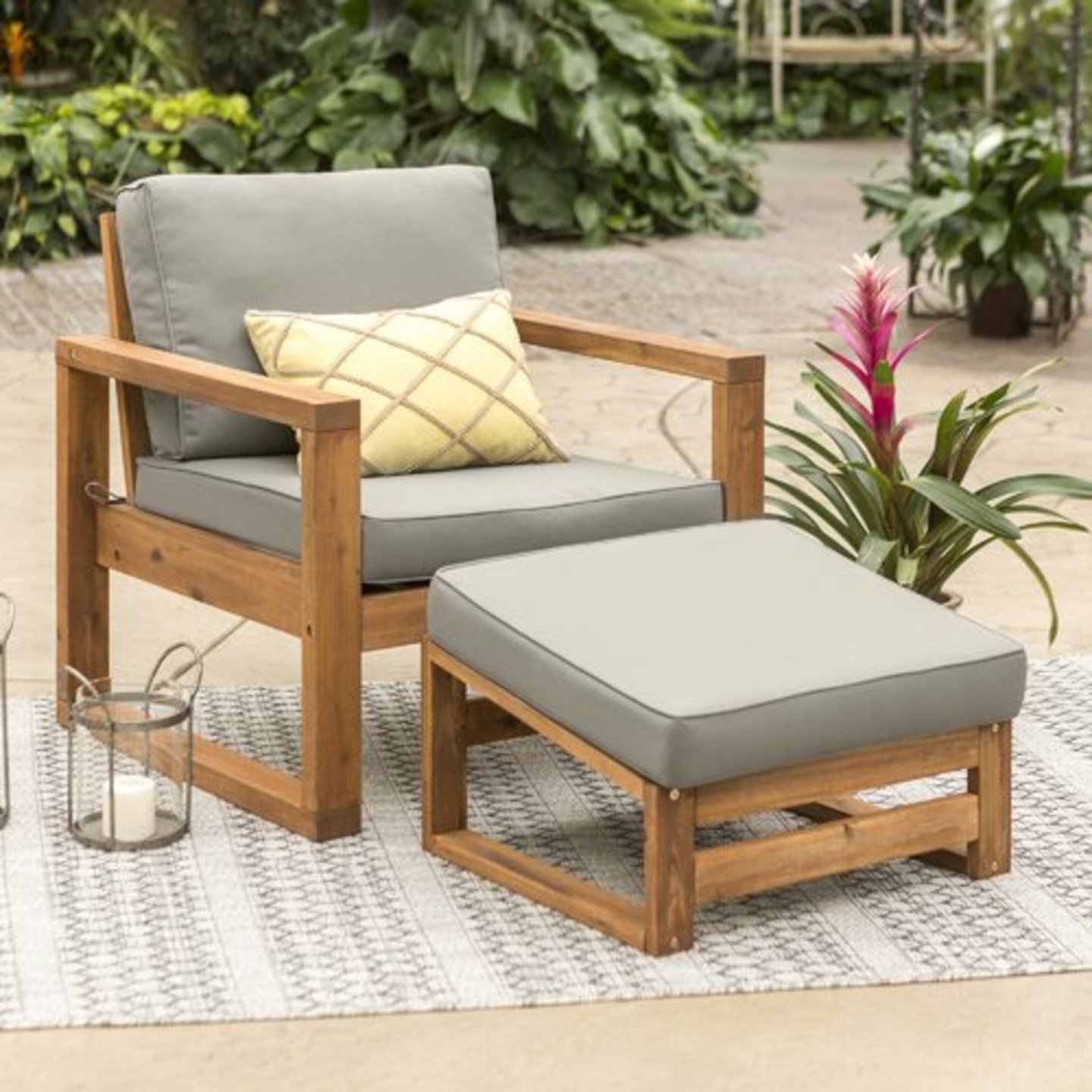 Gunnu Furniture Solid Sheesham Wood One Seater Sofa With Foot Rest 