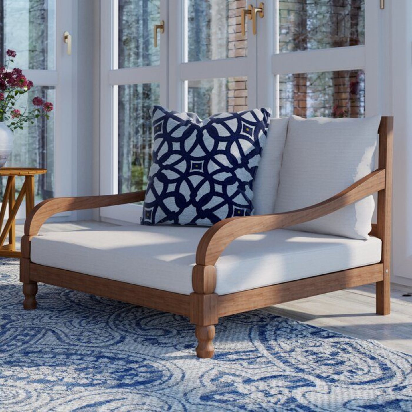 Armania Solid Sheesham Wood Two Seater Lounge Sofa